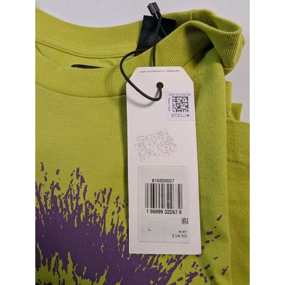 New Levis Mens Skate Relaxed Fit Graphic Boxy T-shirt L Black Hole Green Purple